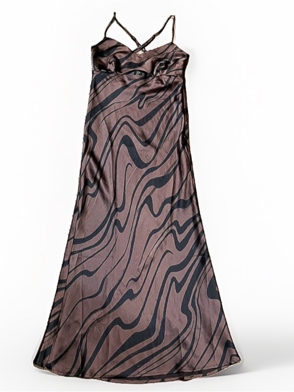 House of Harlow 1960 Brown and Black Swirl Maxi Slip Skirt